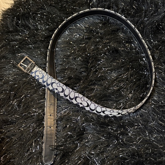 Vintage Coach Navy and Grey Signature Belt Size M - Picture 3 of 3